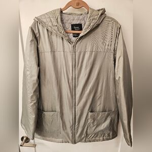 NWT - Silk "Dennis Basso Boutique" Grey Lightweight Rhinestone Jacket - L